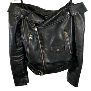 *Forever 21* Off Shoulder Vegan Leather Jacket